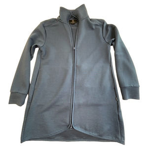 MPG Women's Blue ribbed light jacket slit side pockets double zipper siz…